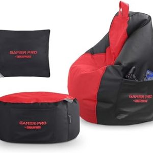 Happers Pack Gamer Rouge: Pouf Gamer Pro + Repose-Pieds + Coussin