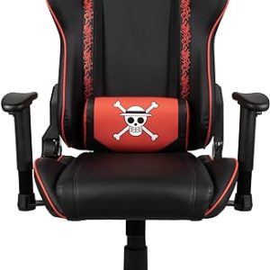 Konix One Piece Chaise de bureau gaming - Inclinaison siège 150° - Cuir polyuréthane - Coussin lombaires et cervicaux réglable - Appui-tête - Noir