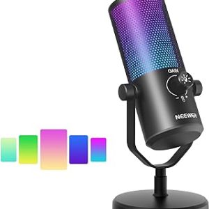 NEEWER Microphone Gaming, Mirco USB avec Effet de Lumière RGB, Branchez&Jouez, pour PC Mac PS4 PS5, Micro à Condensateur Cardioïde pour Twitch Streaming Game Podcasts, Chat en Ligne et Plus, CM24