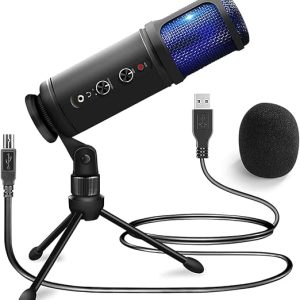 Power Dynamics PCM120 - Microphone Streaming avec Trépied - Noir, Micro Professionnel USB, Idéal pour Gaming, Streaming ou pour Réaliser du Contenu Youtube et Twitch