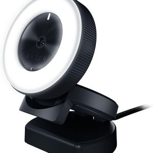 Razer Kiyo - Caméra de Streaming avec éclairage Circulaire (Webcam USB, vidéo HD 720p, 60 FPS, Compatible avec Le Logiciel Open Broadcaster, Xsplit, autofocus, Clip caméra, Connexion trépied) Noir