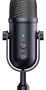 Razer Seiren V2 Pro Microphone USB pour streaming, jeux, enregistrement, podcasts sur PC, Twitch, YouTube : filtre passe-haut – Surveillance du micro et contrôle du gain – Absorbeur de chocs et manche