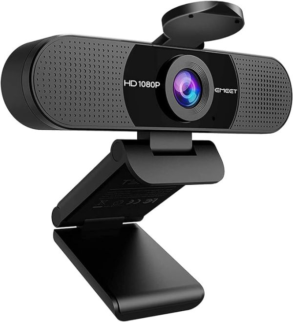 eMeet Webcam 1080P- Webcam C960 Full HD avec Double Microphone, Paramètres réglables, Grand Angle 90 ° avec Correction Automatique, Plug & Play, caméra de Streaming pour Linux, Win10, Mac, Youtube
